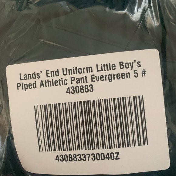 NWT LANDS' END UNIFORM LITTLE BOY'S PIPED ATHLETIC PANTS EVERGREEN 5 (4-5 YEARS) - Picture 8 of 10